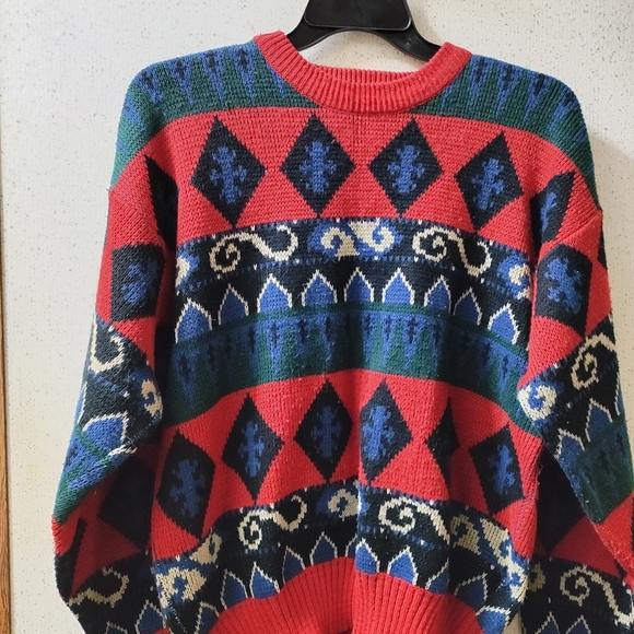 Vintage Jonathan Stewart Christmas Sweater Large Geometric Grandpa Sweater Clean - Picture 2 of 9